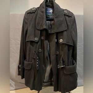 Black Peacoat Beautiful Details, Size Large